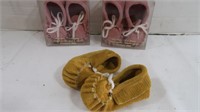 Leather Baby Moccasins-3 pair, 3 to 12 months
