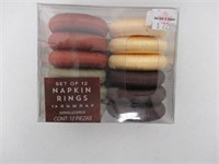 12-Pc Set Coloured  Wrapped Napkin Rings