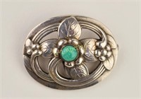 Georg Jensen Sterling Brooch with Turquoise