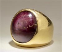 14K Large Cabochon Star Ruby Ring