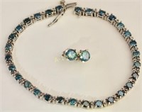 Blue Diamond Bracelet and Earrings
