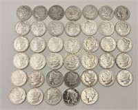 US Silver Dollars, 38 Morgan, 2 Peace