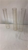 3 Glass Chimneys for Oil Lamps Lanterns