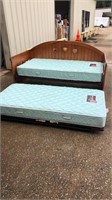 Wood Day Bed & Trundle  With Mattresses