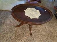 Oval Glass Insert  Table with Claw Feet