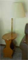 Wood Side Table with Lamp
