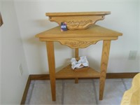 Oak Corner Table & Shelf
