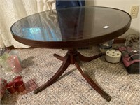 26" Wood Table with Glass Top