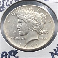 1921 SILVER PEACE DOLLAR - HIGH RELIEF - RARE DATE