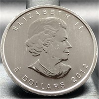 2012 SILVER CANANDIAN MAPLE LEAF - ONE OUNCE