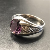 AMETHYST & STERLING RING SIZE 8