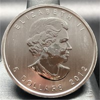 2012 SILVER CANANDIAN MAPLE LEAF - ONE OUNCE