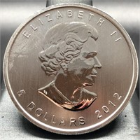 2012 SILVER CANANDIAN MAPLE LEAF - ONE OUNCE