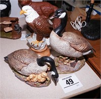 Duck statues (2) & Bald Eagle 12" t
