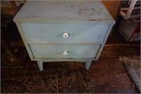 Two Drawer Mid Century Nightstand Blue