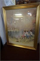 Framed Print Three Children Sitting by the Water