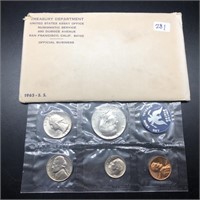 1965 ORIGINAL U.S. MINT SET W/SILVER 1/2 $: S.F. M