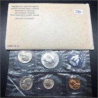 1965 ORIGINAL U.S. MINT SET W/SILVER 1/2 $: S.F. M