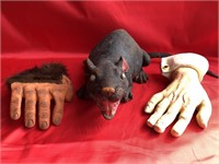COOL HALLOWEEN PROPS.  GIANT RAT AND A COUPLE OF