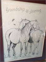 17.5"X21.5” FRIENDSHIP IS SHARING HORSE DRAWING