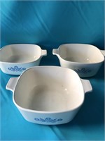 3 CORNING WARE DISHES NO LIDS