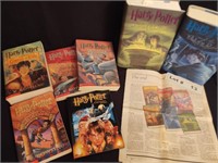 HARRY POTTER BOOKS AND NEWSPAPER ARTICLE
