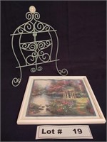 FRAMED THOMAS KINKADE PICTURE AND STAND