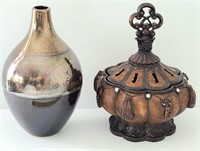 Glazed Decorative Vase & Deco Centerpiece