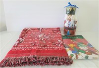 Christmas Throw, Tablecloth, & Santa Boxes