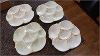4 Antique Oyster Plates