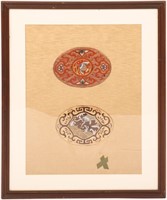 CHINESE EMBROIDERED RANK BADGES ROUNDELS FRAMED
