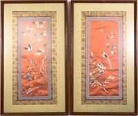 FRAMED CHINESE SILK EMBROIDERY PIECES LOT OF 2