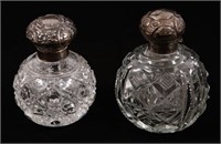CUT GLASS PERFUME BOTTLES STERLING SILVER TOPPERS