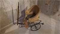 Antique Rattan Childs Buggy