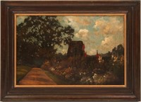 19TH C. OIL ON CANVAS COUNTRYSIDE LANDSCAPE