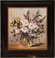 OIL PAINTING STILL LIFE WITH FLOWERS - SIGNED