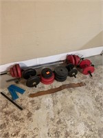 Set of weights, plus belt