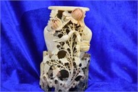 Vintage Oriental Soapstone Vase (Minor Cracks)