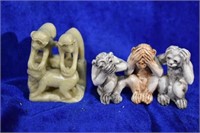 2 Monkey Figurines,