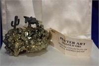 Pewter Donkey + Cactus on Pyrite