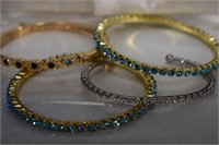 4 Colored Rhinestone Costume Bracelets