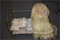 2 Vintage Bisque Head and Hands Ababy Dolls w/