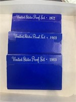 2 1969 and 1 1872 United States Proof Sets