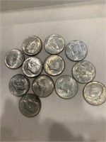 12 40% Silver Kennedy Half Dollars