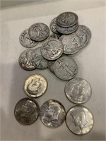 Total of 20 Silver Half Dollars -
