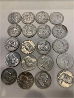 20 Silver Franklin Half Dollars