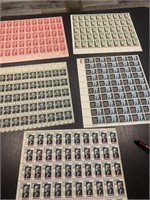 5 complete Sheets of 50 5 cent stamps