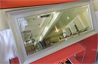 Beveled Glass Mirror, Stamped Metal Frame 41 X 19