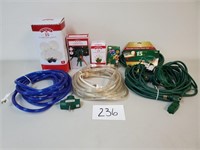 Assorted Holiday Lights & Power Cords