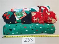 5 Holiday/Christmas Plush Throw Blankets